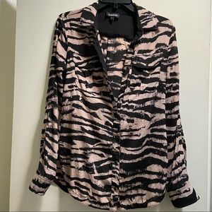 *MOVING SALE* BEBE pink & black zebra button shirt